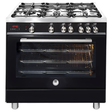 Load image into Gallery viewer, Artusi AFG911B 90cm Freestanding Black Dual Fuel Stove