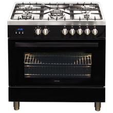 Load image into Gallery viewer, Artusi CAFG91B 90cm Freestanding Black Dual Fuel Stove