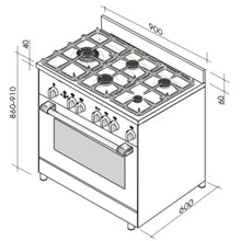 Load image into Gallery viewer, Artusi AFG911B 90cm Freestanding Black Dual Fuel Stove