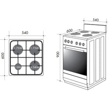 Load image into Gallery viewer, Artusi AFGE5440W 54cm Freestanding White Dual Fuel Stove