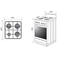Load image into Gallery viewer, Artusi AFGE5470X 54cm Freestanding Stainless Steel Dual Fuel Stove