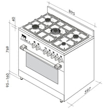 Load image into Gallery viewer, Artusi CAFG91B 90cm Freestanding Black Dual Fuel Stove