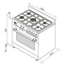 Load image into Gallery viewer, Artusi CAFG91X 90cm Freestanding Stainless Steel Dual Fuel Stove