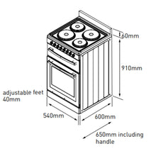 Load image into Gallery viewer, Euromaid F54EW 54cm Freestanding Electric Stove