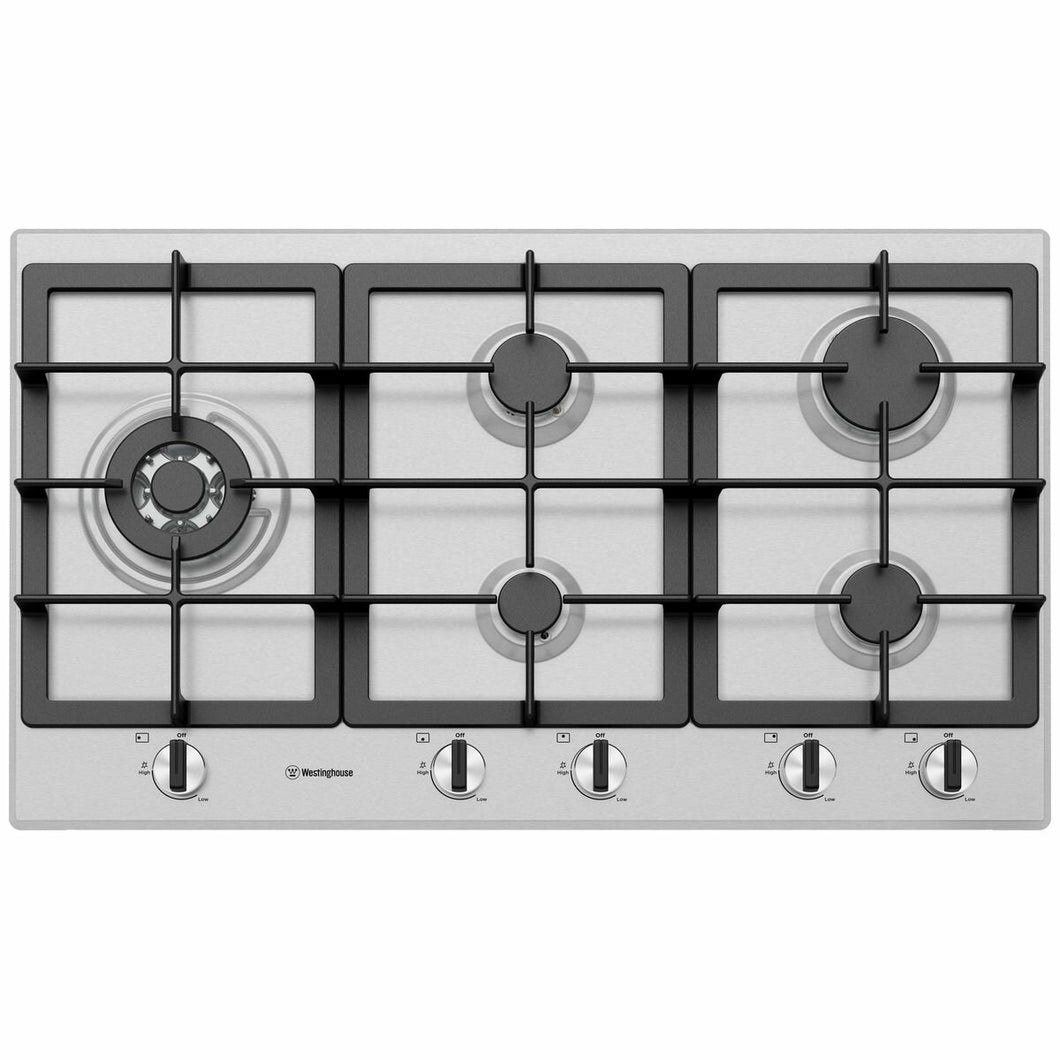 Westinghouse WHG954SC 90cm Stainless Steel Gas Cooktop