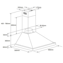 Load image into Gallery viewer, VIALI V3FC90SS 90CM Canopy Stainless Steel Rangehood